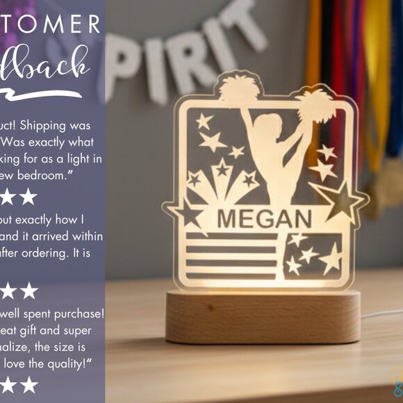 Personalized Cheerleader Night Light – Custom LED Lamp for Cheer Fans - Picture 7 of 8